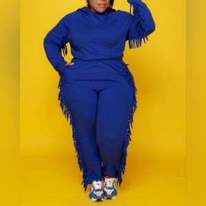 New Plus size Fringe jogging set